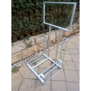 Fahrradständer BIKEBOY Gotha WEBRBUNG für 2 Fahrräder mit Werbeträger Scheibenbremse geschützt  Cycle rack frame