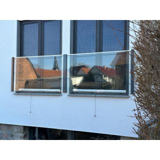 Französiches Ganzglasgeländer Glasgeländer Brüstungsgeländer verzinkt für Balkon Terrasse Fenster Tür